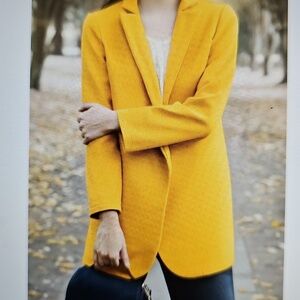 NEW Jova Mustard Yellow Single Breasted Open Long Sleeved Blazer XL